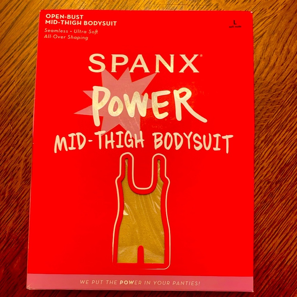 Spanx open-bust mid-thigh body suit NWT